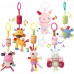 WILNARA 6 Pack Rattle Toys Hanging Bell Animal + Music Teethers Rabbit Toy for 0-12 Months Baby Stroller Gift