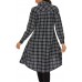 OLRAIN Womens New Plaids Irregular Hem Casual Shirt Dress